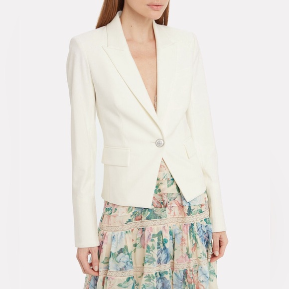 Veronica Beard Jackets & Blazers - Veronica Beard Danielle One Button Dickey Cropped Blazer Jacket Ivory